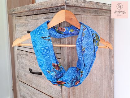 Infinity Scarf - Blue with Floral Print